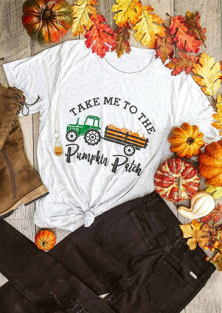 

T-shirts Tees Take Me To The Pumpkin Patch T-Shirt Tee in Light Grey. Size: ,L