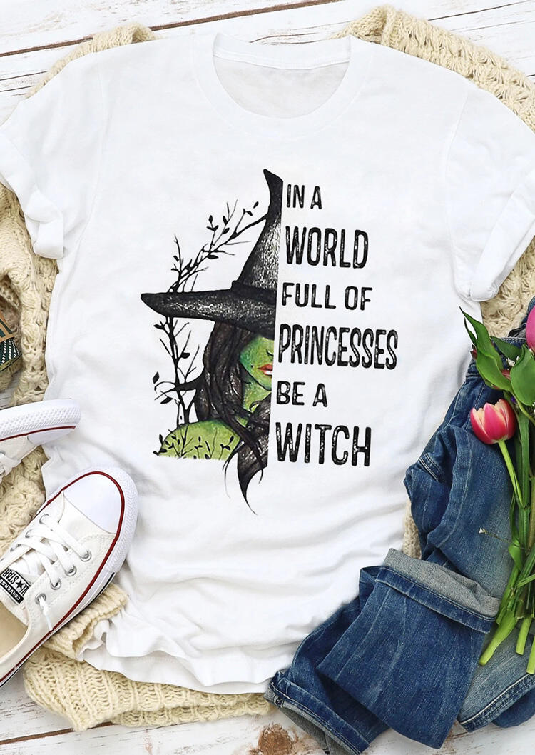 

Tees T-shirts Halloween Be A Witch T-Shirt Tee in White. Size