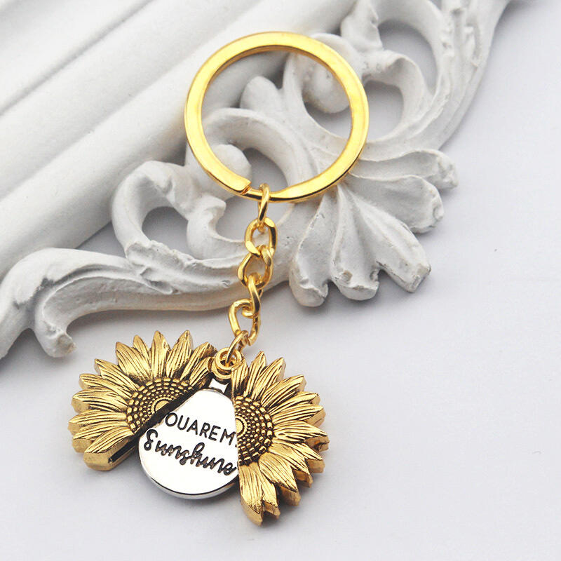 

You Are My Sunshine Sunflower Keychain, Gold;silver, 481319