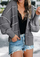 Striped Batwing Sleeve Knitted Cardigan
