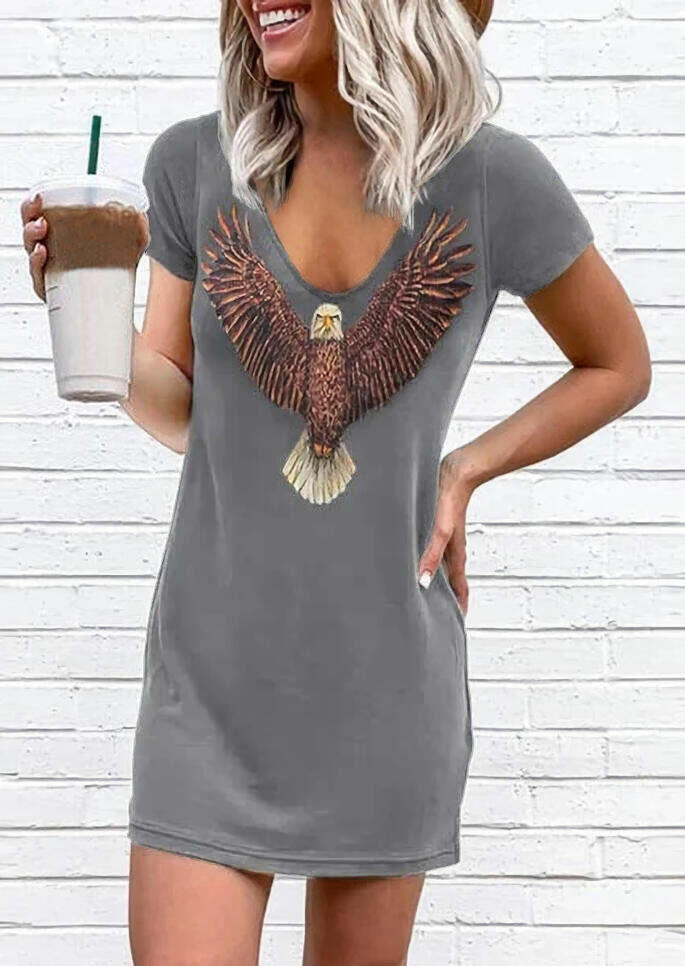 

Mini Dresses Vintage Eagle V-Neck Mini Dress in Gray. Size