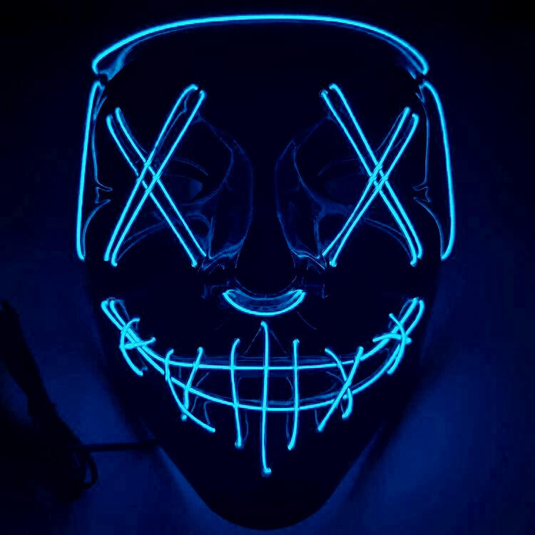 

Halloween Cosplay Led Costume Face Cover, Purple;blue, 481194