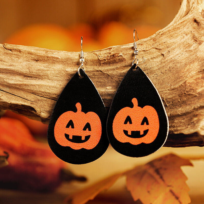 

Earrings Halloween Pumpkin Witch Hat Leather Earrings in White. Size