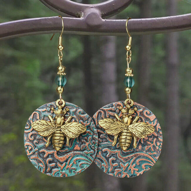 

Bohemian Bee Beading Dual-Layered Earrings, Gold, 481508