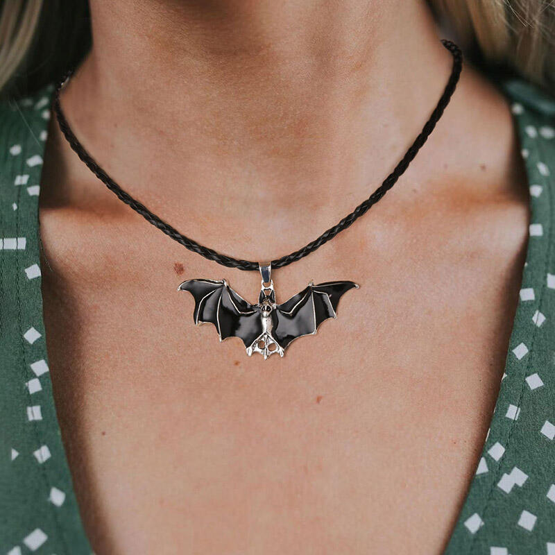 

Halloween Vintage Vampire Bat Pendant Necklace - Black, 481513