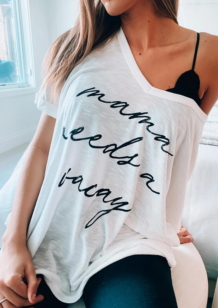 

Mama Needs A Vacay T-Shirt Tee without Camisole - White, 482000