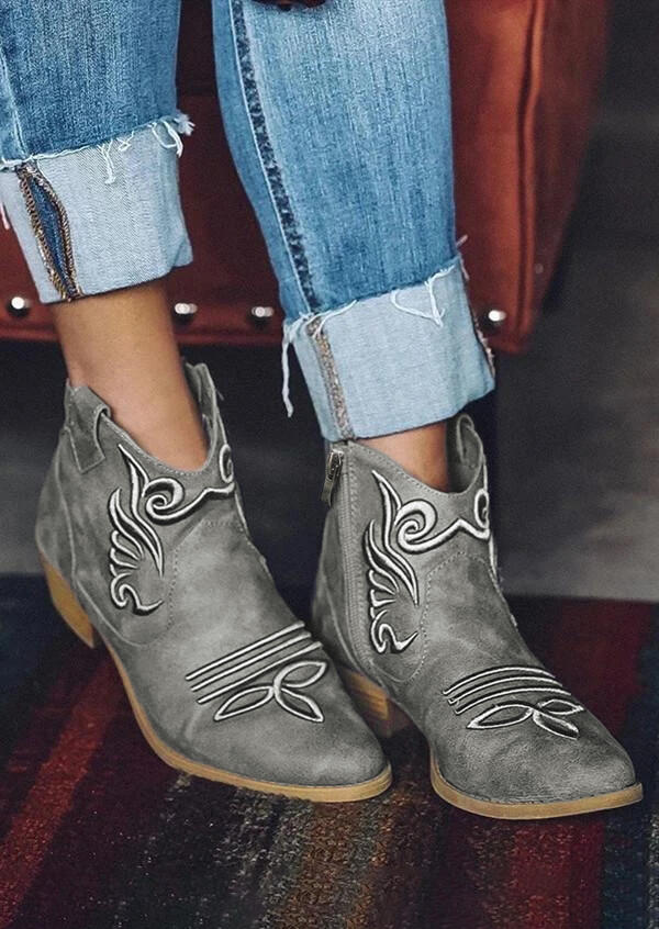 grey western ankle boots