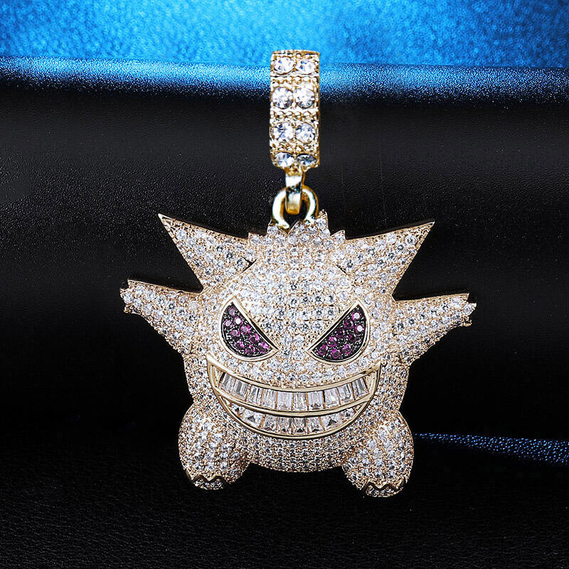 

Halloween Gengar Iced Out Pendant Necklace, Gold, 481302