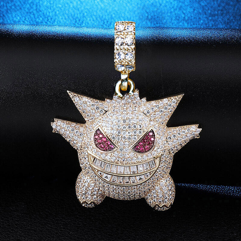 

Necklaces Halloween Gengar Iced Out Pendant Necklace in Gold. Size