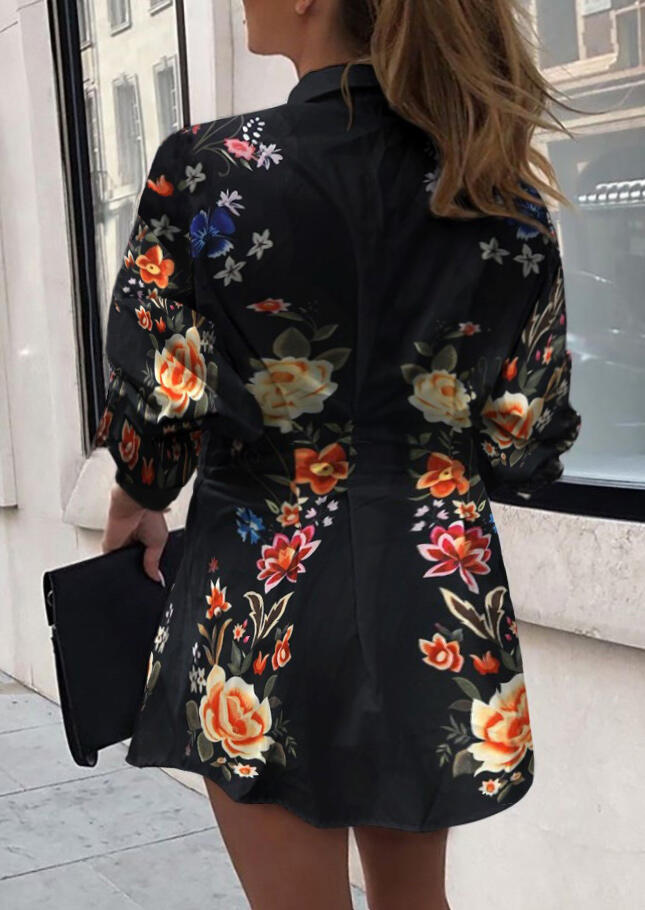 

Mini Dresses Floral Button Long Sleeve Mini Dress in Multicolor. Size