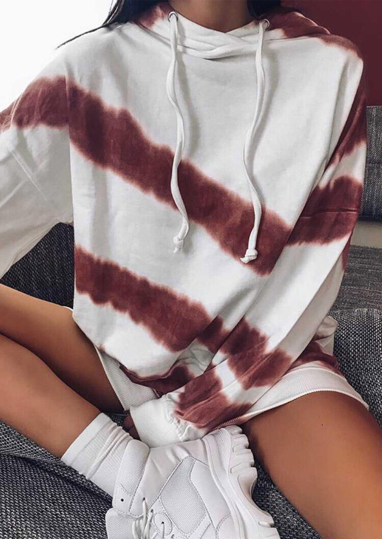 

Tie Dye Drawstring Long Sleeve Hoodie - White, 481554