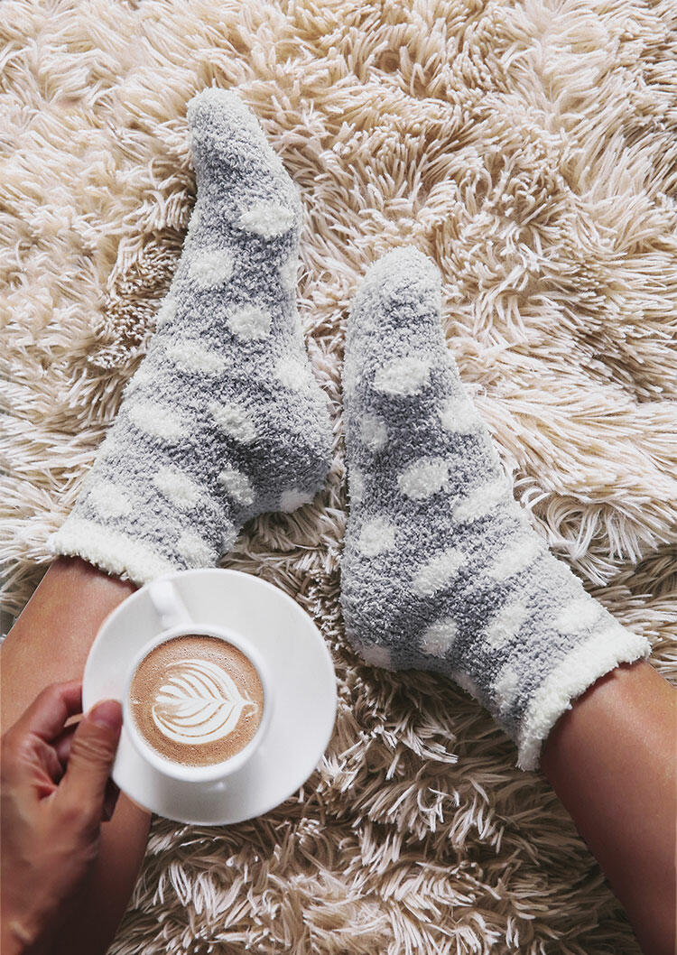 

Socks Polka Dot Casual Warm Plush Socks in Light Khaki. Size