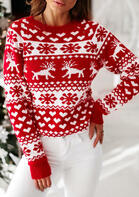 Christmas Reindeer Snowflake Heart Knitted Sweater