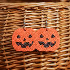 Halloween Pumpkin Witch Hat PU Leather Earrings