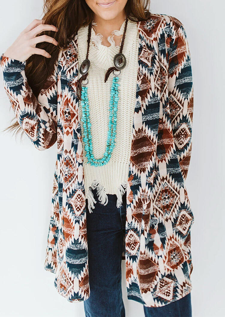 

Cardigans Vintage Aztec Geometric Cardigan in Multicolor. Size