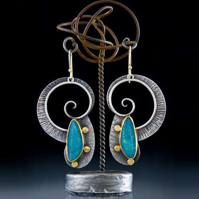 

Creative Spiral Hollow Out Alloy Earrings, Silver, 482544