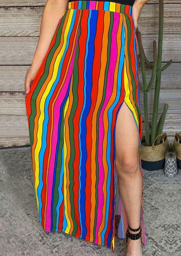 

Presale - Western Serape Striped Slit Long Skirt, Multicolor, 482813