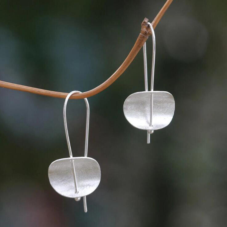

Vintage Alloy Concave Earrings, Silver, 483119