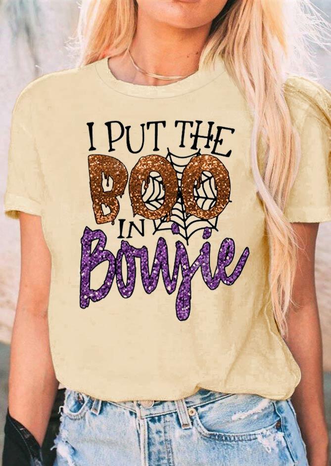 Halloween I Put The Boo In Boujie T-Shirt Tee - Light Yellow - Fairyseason