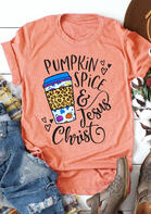 Pumpkin Spice & Jesus Christ Leopard Heart Drink T-Shirt