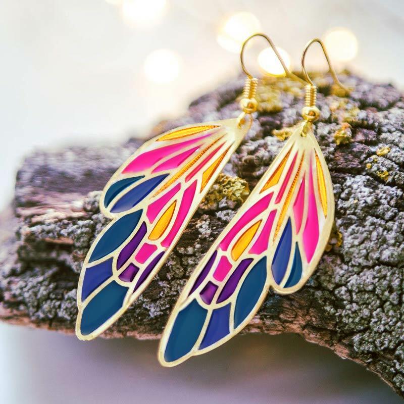 

Fashion Gradient Butterfly Wing Earrings, Gold;silver, 481809