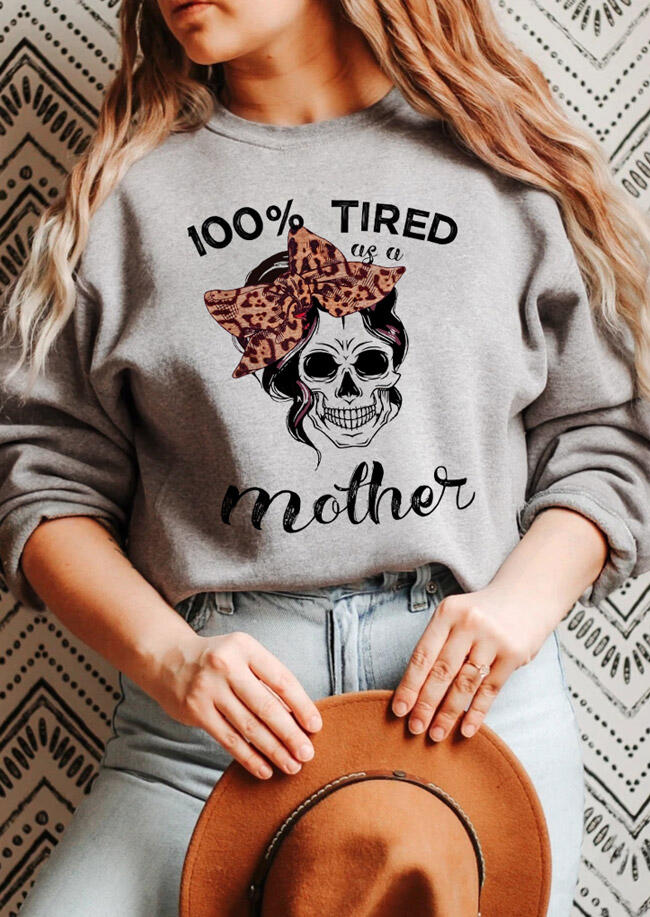 

Leopard Bowknot Skull Mother Sweatshirt - Gray, 482870