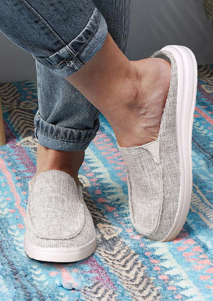 

Slip On Flat Canvas Sneakers - Light Grey, 483172