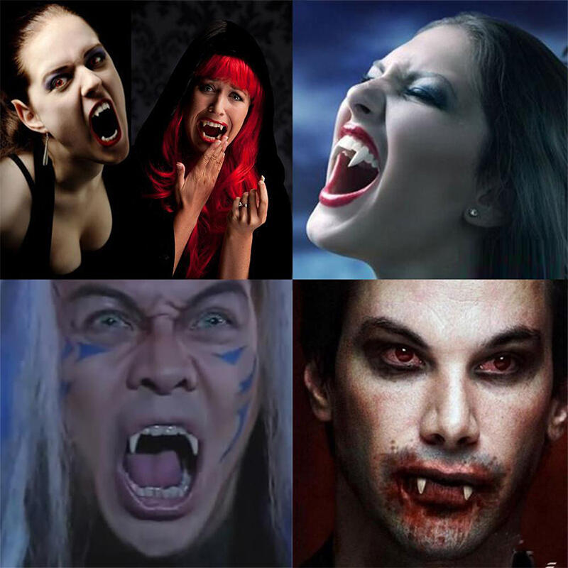 

Halloween Cosplay Prop Vampire Teeth with Box in Beige. Size