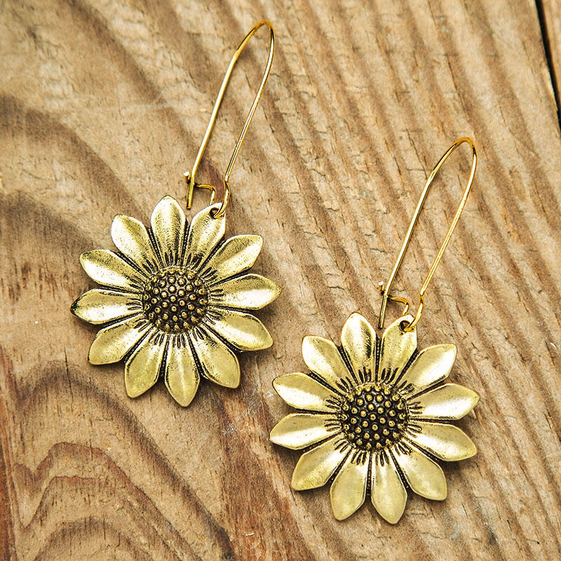 

Vintage Sunflower Alloy Earrings, Gold;silver, 482780