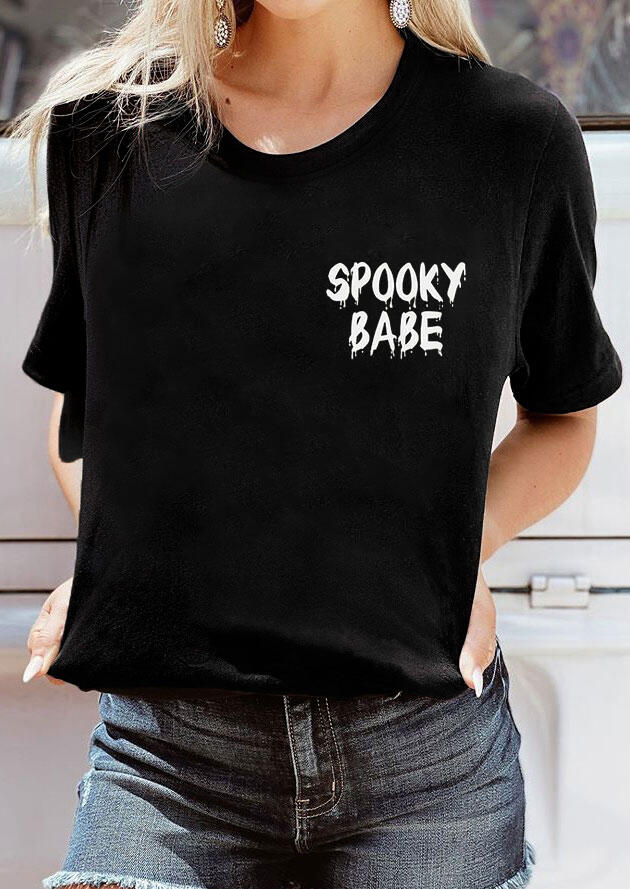 

Halloween Spooky Babe O-Neck T-Shirt Tee - Black, 483210