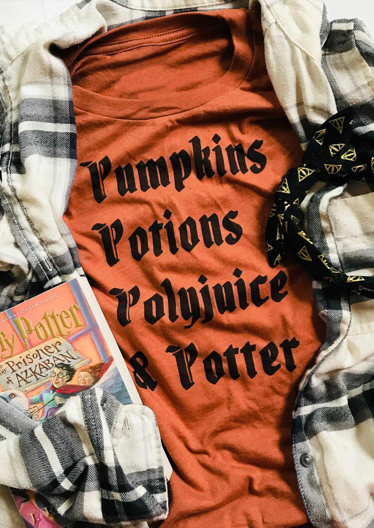 

Thanksgiving Pumpkins Letter O-Neck T-Shirt Tee - Orange, 483471