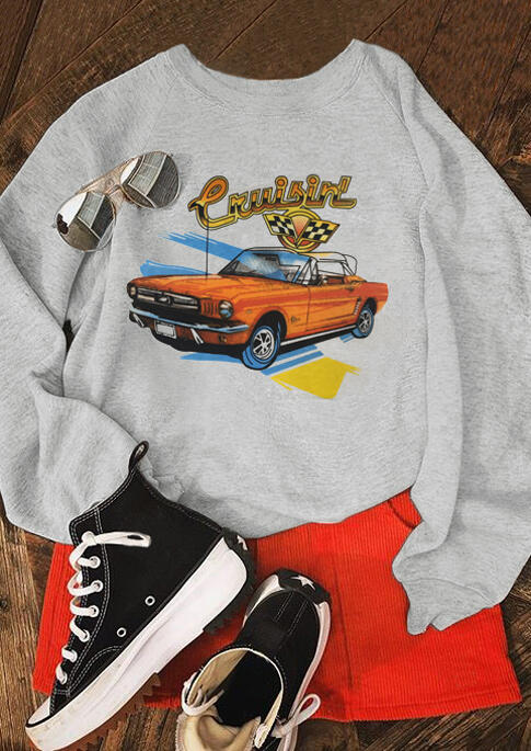 

Cruisin Graphic O-Neck Pullover Sweatshirt - Gray, 483482
