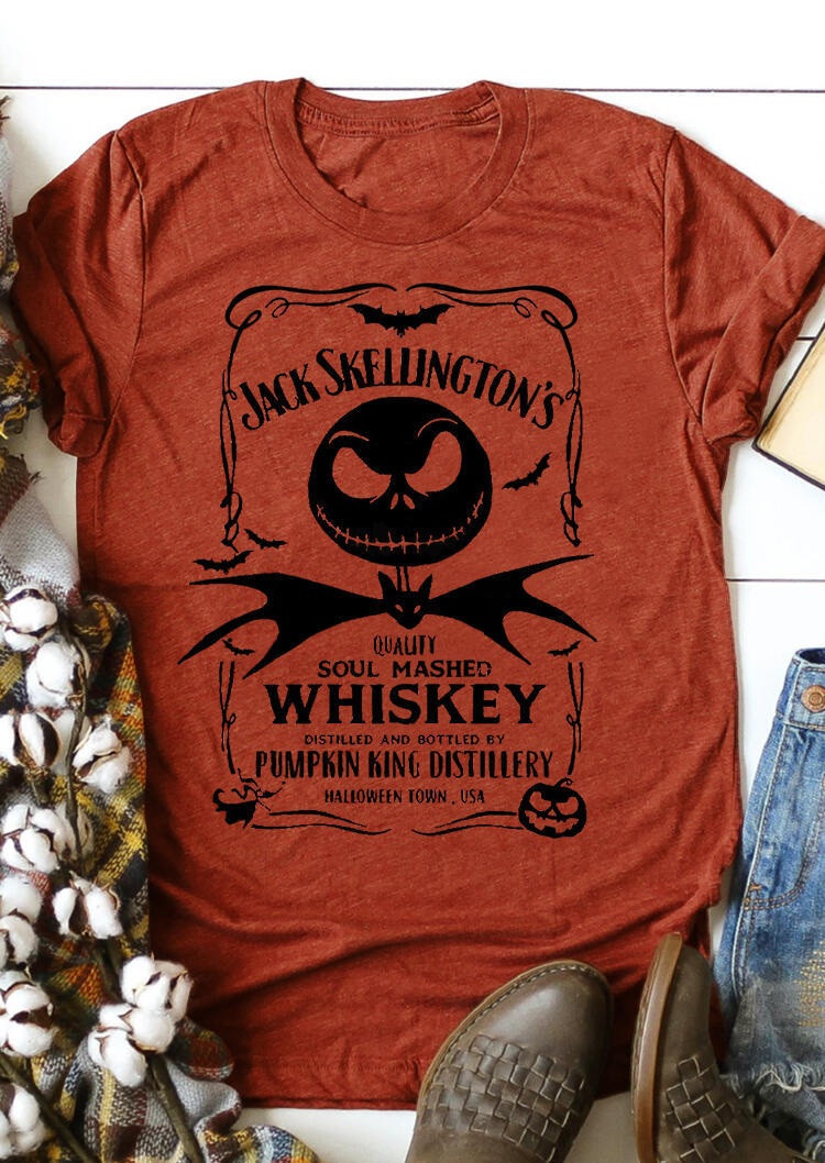 

Halloween Pumpkin Bat Whiskey T-Shirt Tee - Orange, 483561