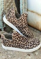 Leopard Tie Slip On Flat Sneakers
