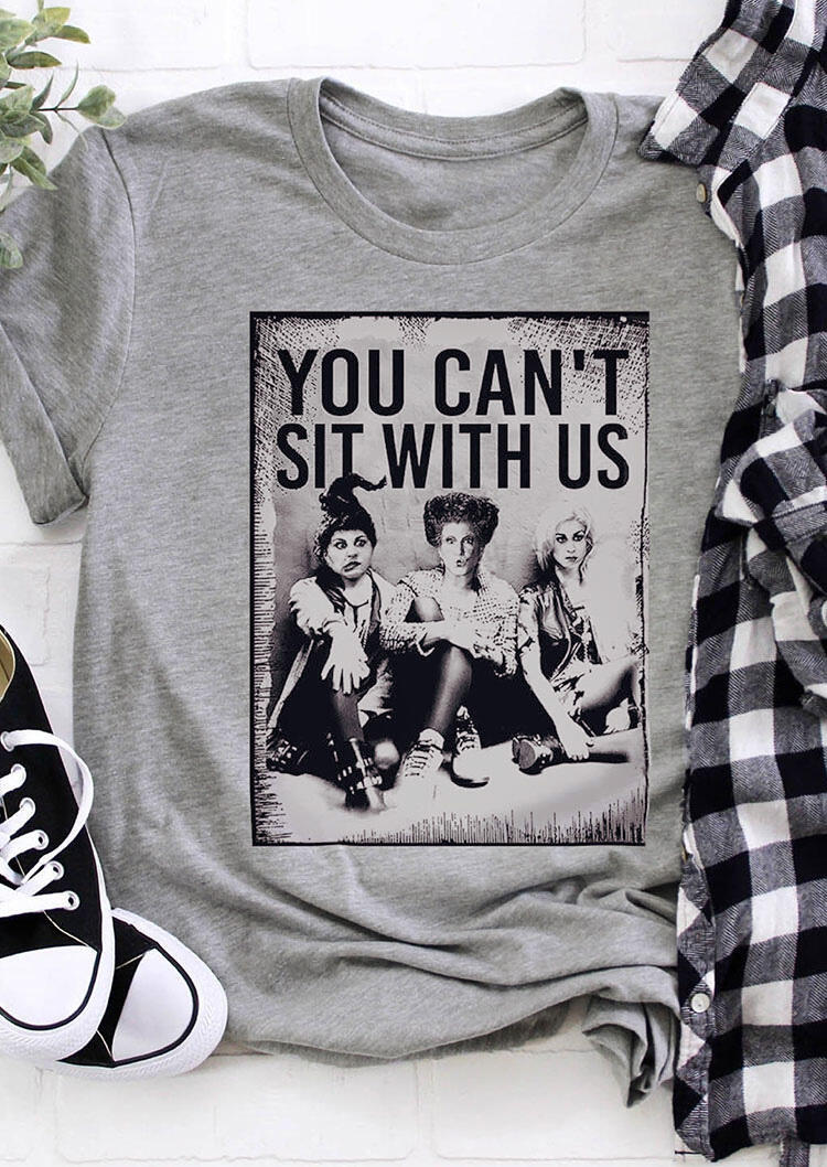 T-shirts Tees Halloween Character You Can't Sit With Us T-Shirt Tee in Gray. Size: XL