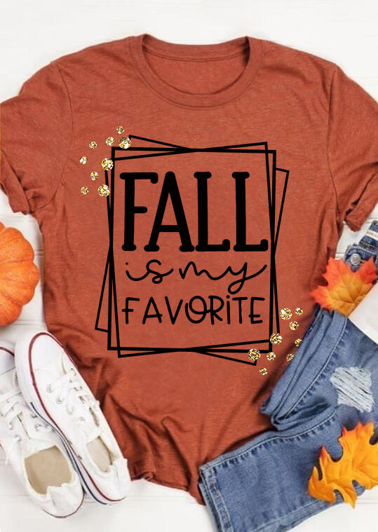 

Tees T-shirts Fall Is My Favorite Casual T-Shirt Tee in Orange. Size