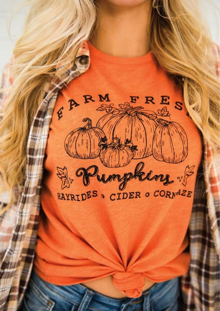 

Farm Fresh Pumpkin Maple Leaf T-Shirt Tee - Orange, 483197