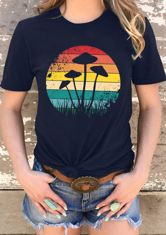 

Magic Mycology Mushroom Graphic T-Shirt Tee - Navy Blue, 483552