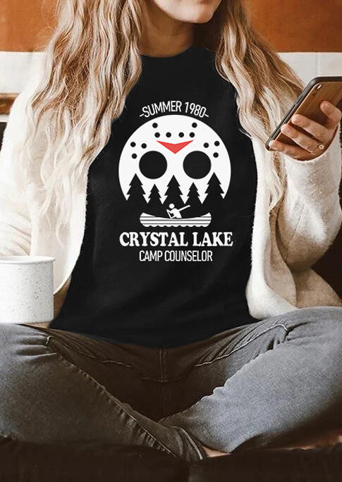 

Halloween Horror Movie Crystal Lake T-Shirt Tee - Black, 483590