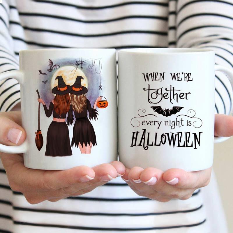 

Home Decor Halloween Pumpkin Batwing When We're Together Ceramic Mug in White. Size