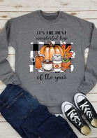 Thanksgiving Pumpkin Maple Leaf Plaid Letter Sweatshirt