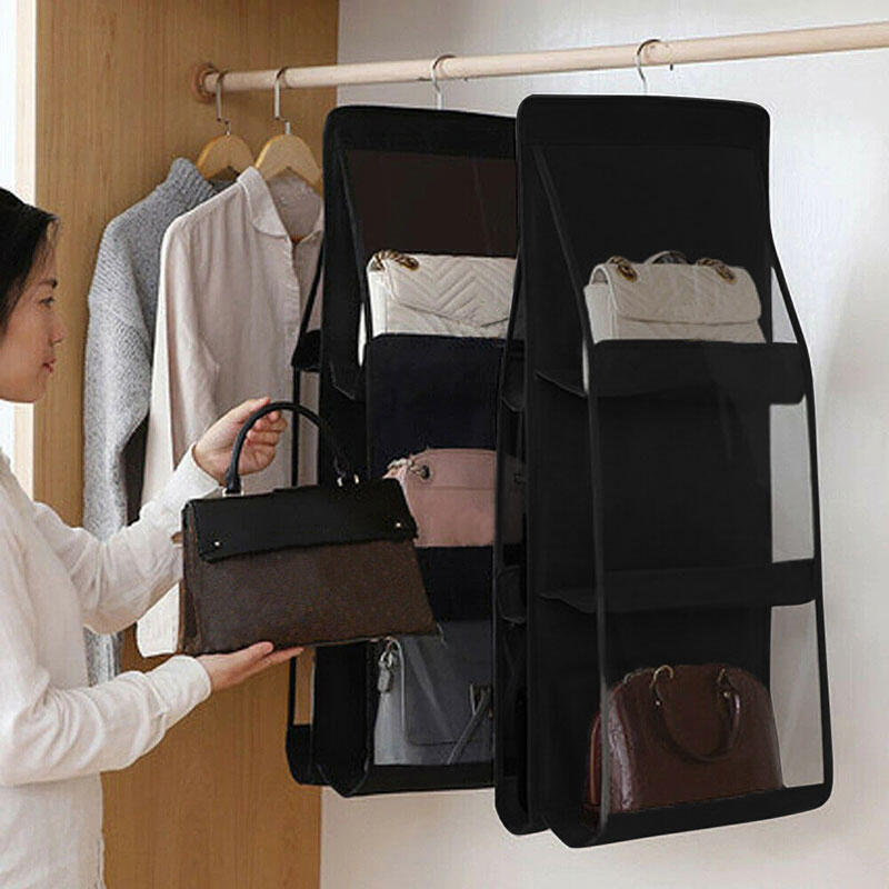 

6 Pocket Foldable Hanging Storage Bag, Black, 483970