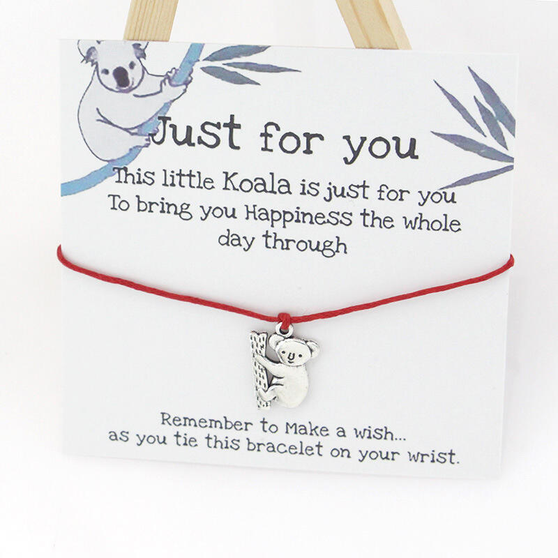 

Vintage Koala Alloy Pendant Bracelet, Black;red, 483993