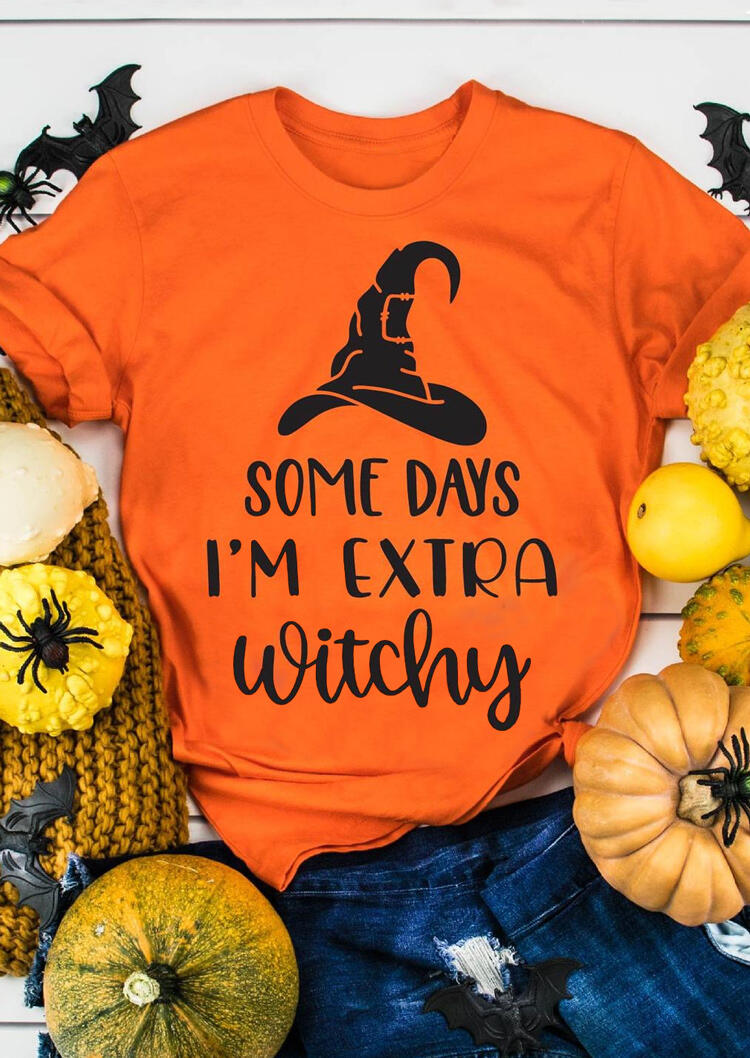 

Halloween Witchy O-Neck T-Shirt Tee - Orange, 482122