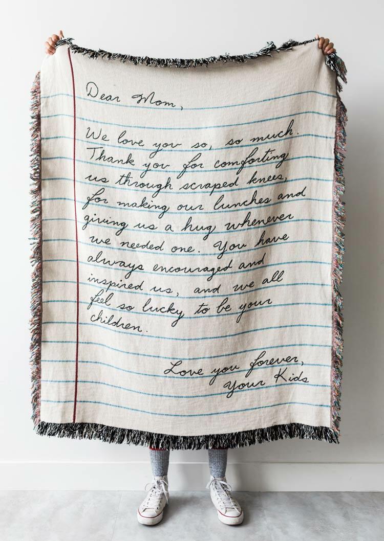 

Blanket Anniversary Gift Love Letter Blanket for Mom in Beige. Size