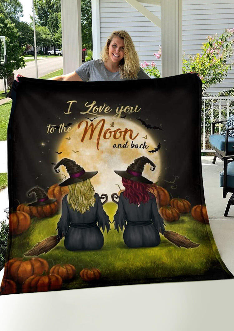 

Halloween Witch Pumpkin I Love You Velvet Blanket, Multicolor, 483200