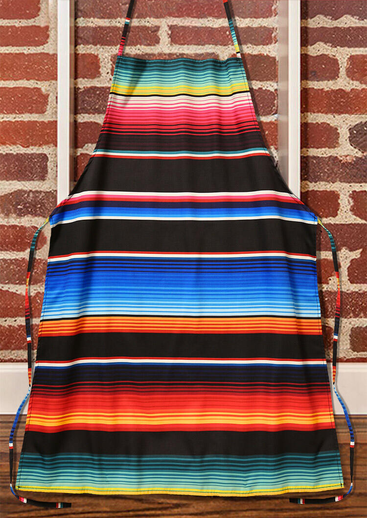 

Serape Striped Tie Bib Apron in Multicolor. Size