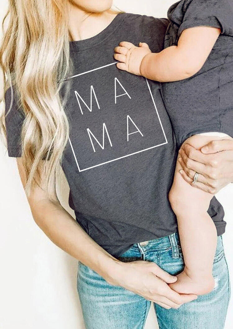 

Mama O-Neck T-Shirt Tee - Dark Grey, 484047