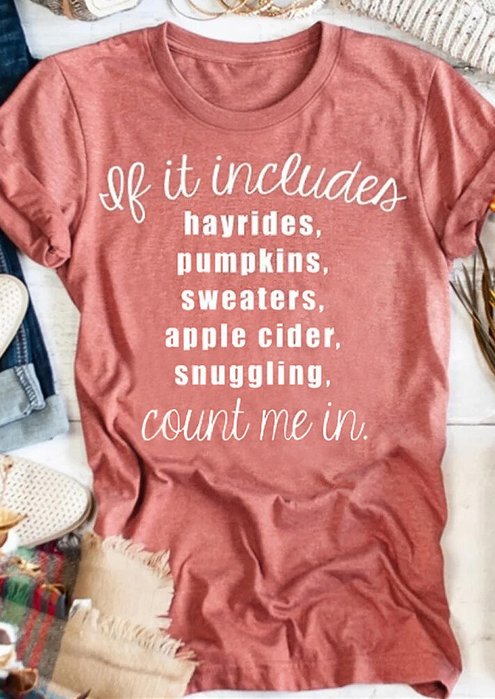 

Pumpkin Slogan Letter O-Neck T-Shirt Tee - Watermelon Red, 484050