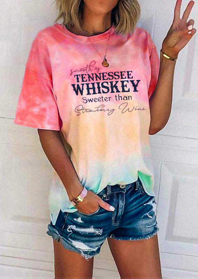 

Smooth As Tennessee Whiskey Tie Dye O-Neck Blouse, Multicolor, 483474